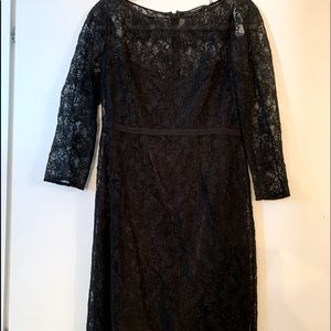 Black Lace Tahari Dress with Slip